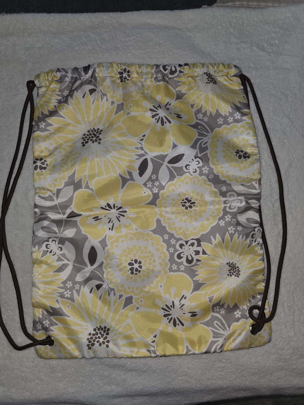 Thirty One Floral Drawstring Backpack - Yellow & Gray - Picture 2 of 3